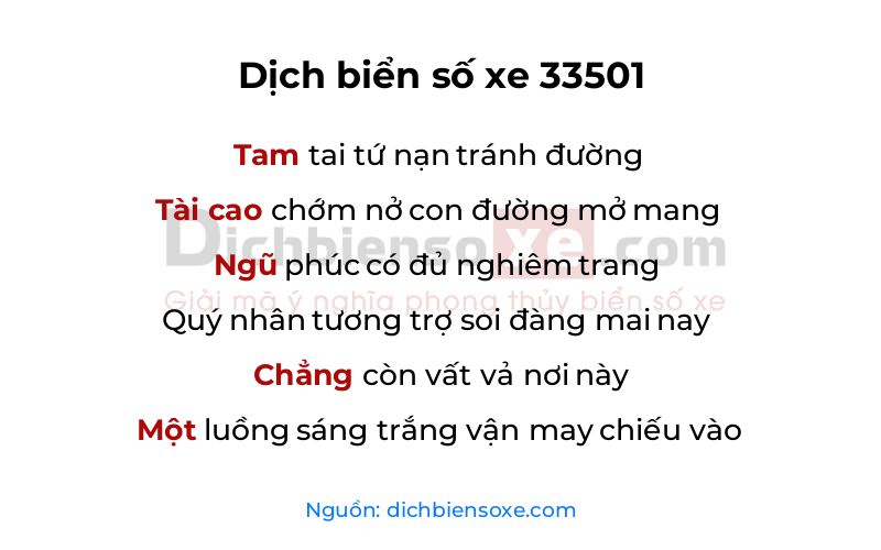 Dịch thơ biển số 33501