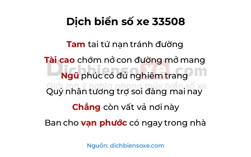 Dịch thơ biển số 33508