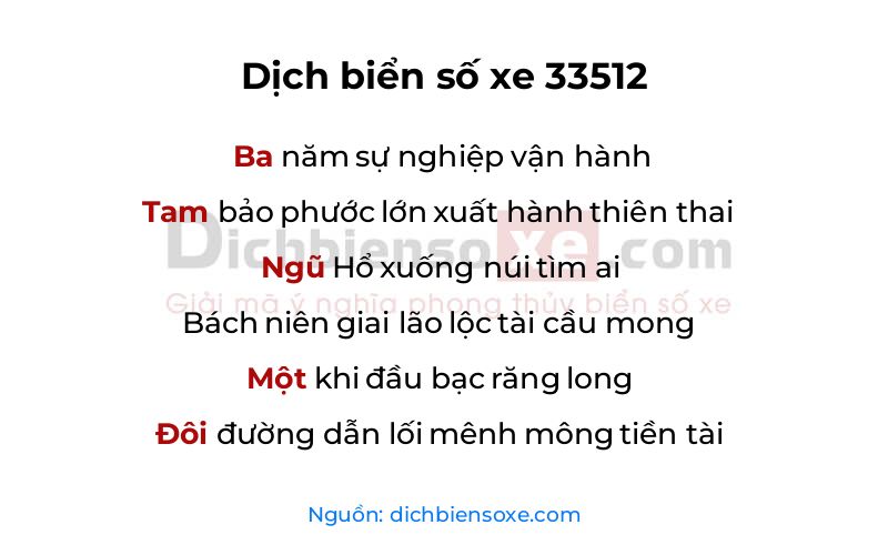 Dịch thơ biển số 33512