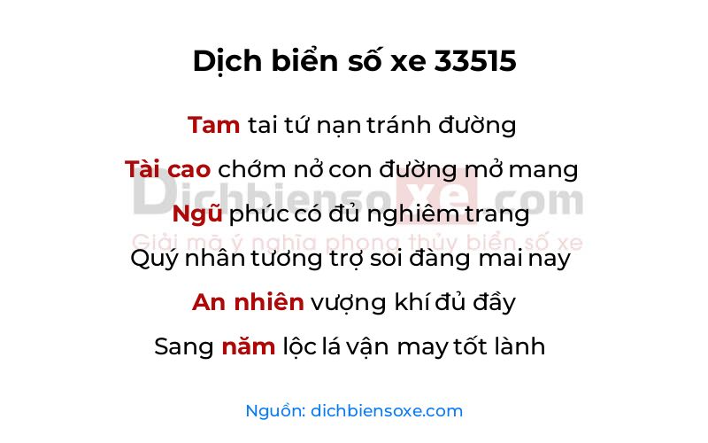 Dịch thơ biển số 33515