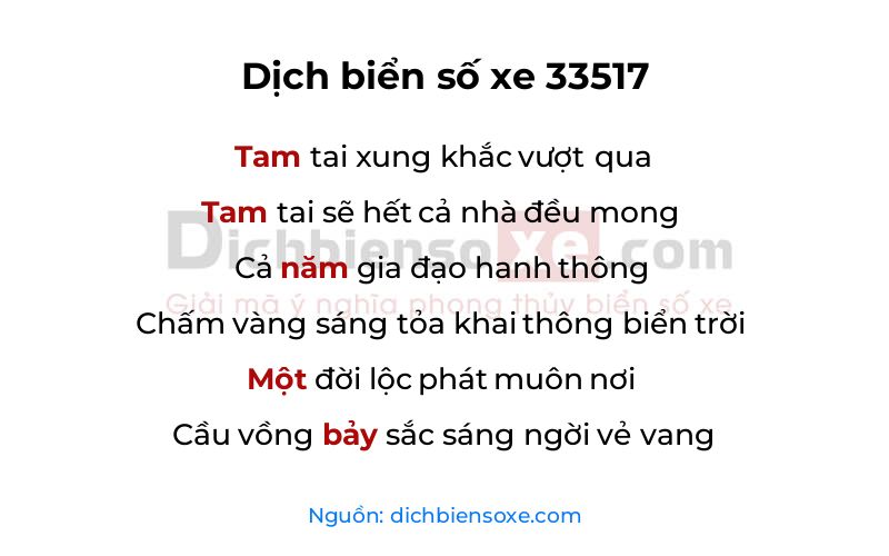 Dịch thơ biển số 33517