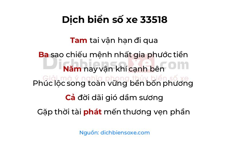 Dịch thơ biển số 33518