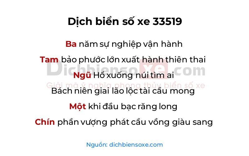Dịch thơ biển số 33519