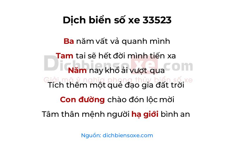 Dịch thơ biển số 33523