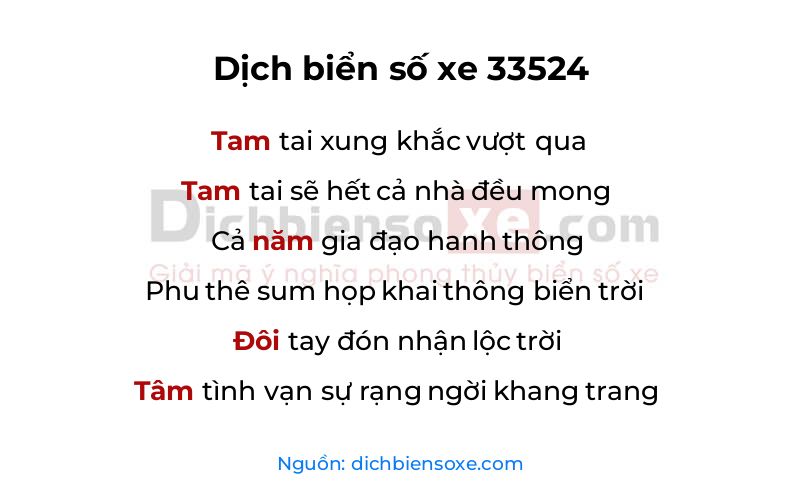 Dịch thơ biển số 33524