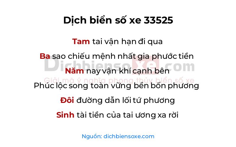 Dịch thơ biển số 33525