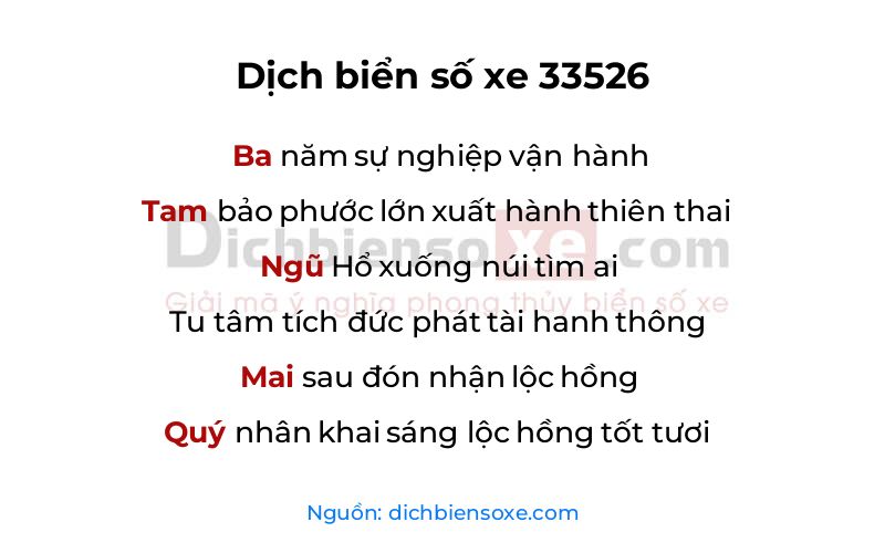 Dịch thơ biển số 33526