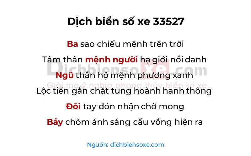 Dịch thơ biển số 33527