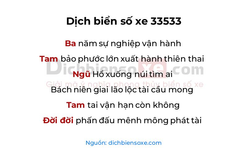 Dịch thơ biển số 33533