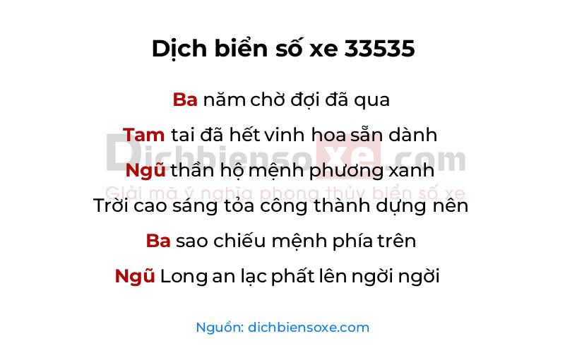 Dịch thơ biển số 33535