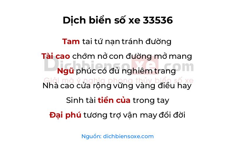 Dịch thơ biển số 33536