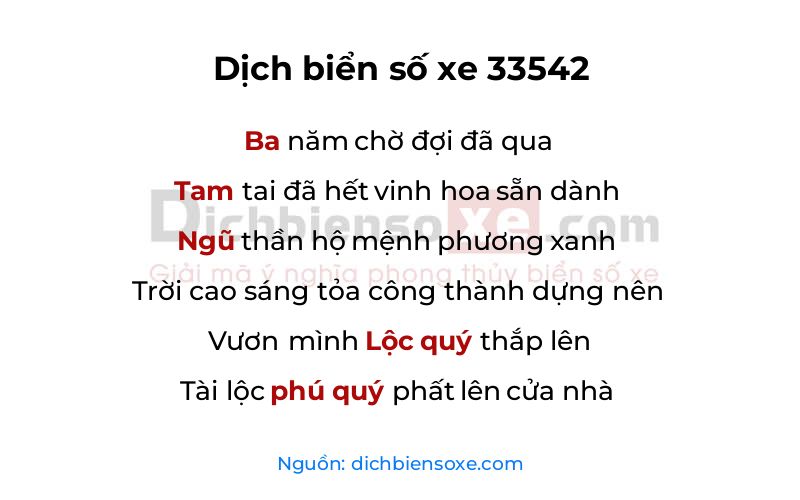 Dịch thơ biển số 33542