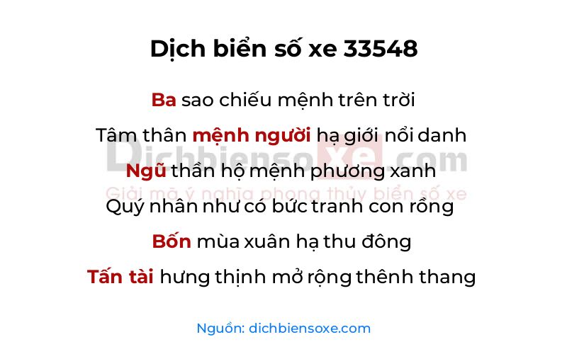 Dịch thơ biển số 33548