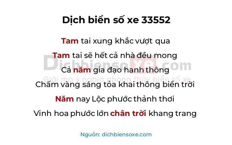 Dịch thơ biển số 33552