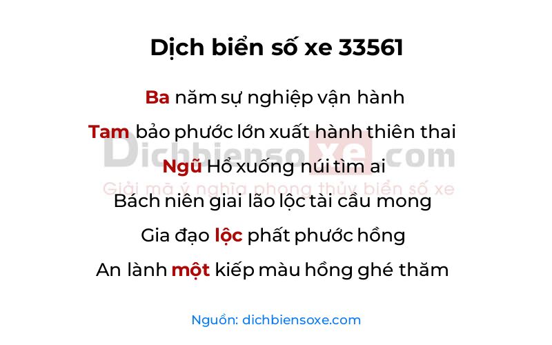 Dịch thơ biển số 33561