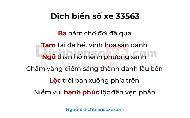 Dịch thơ biển số 33563