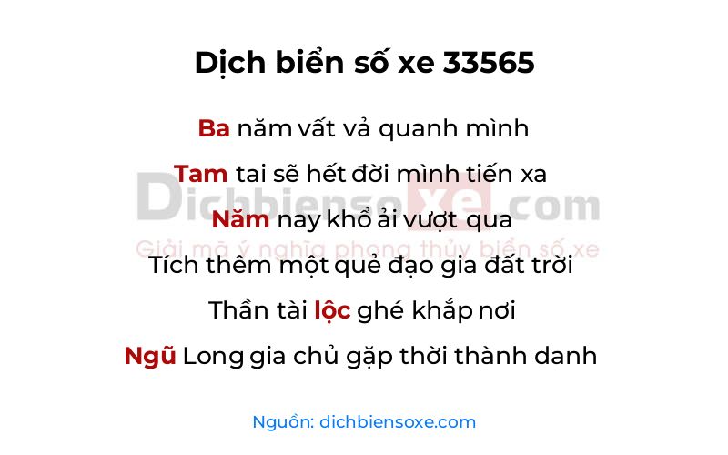 Dịch thơ biển số 33565