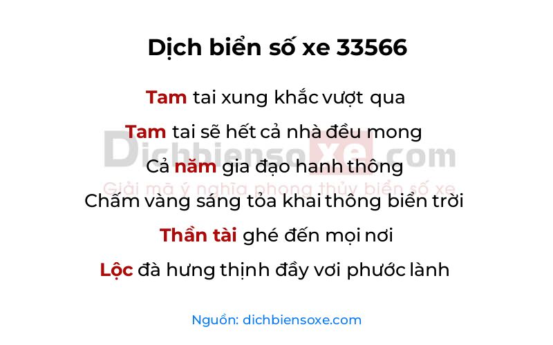 Dịch thơ biển số 33566