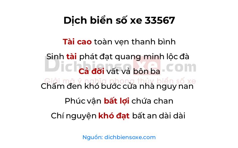 Dịch thơ biển số 33567