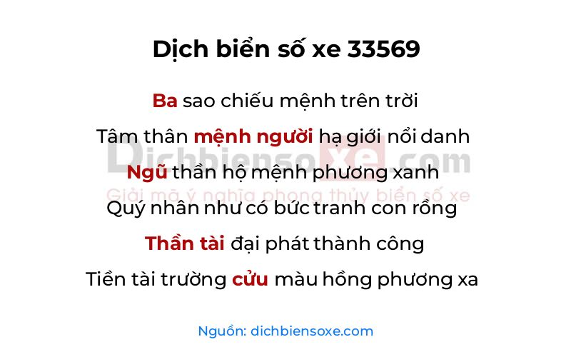 Dịch thơ biển số 33569