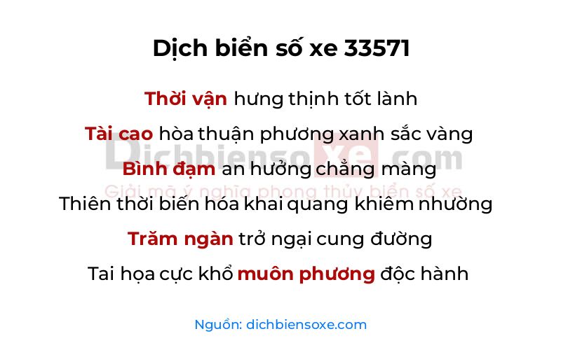 Dịch thơ biển số 33571