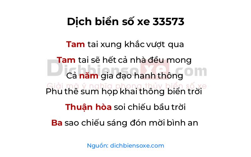 Dịch thơ biển số 33573