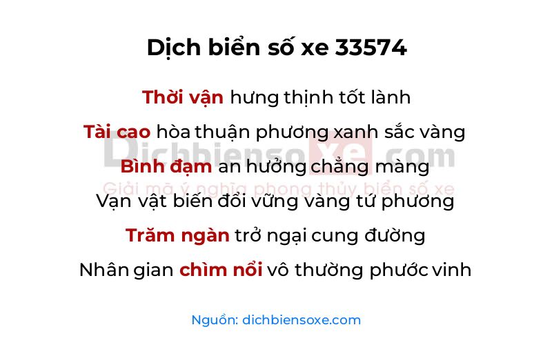 Dịch thơ biển số 33574