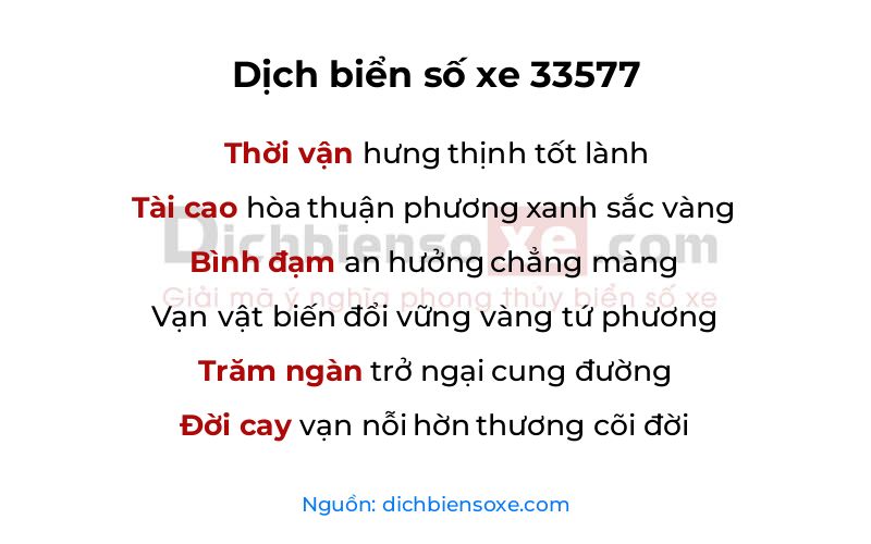 Dịch thơ biển số 33577
