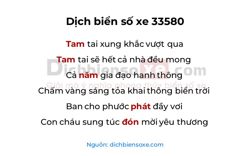 Dịch thơ biển số 33580