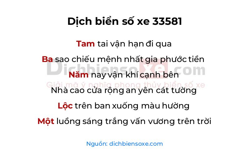 Dịch thơ biển số 33581