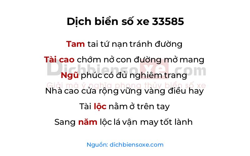 Dịch thơ biển số 33585