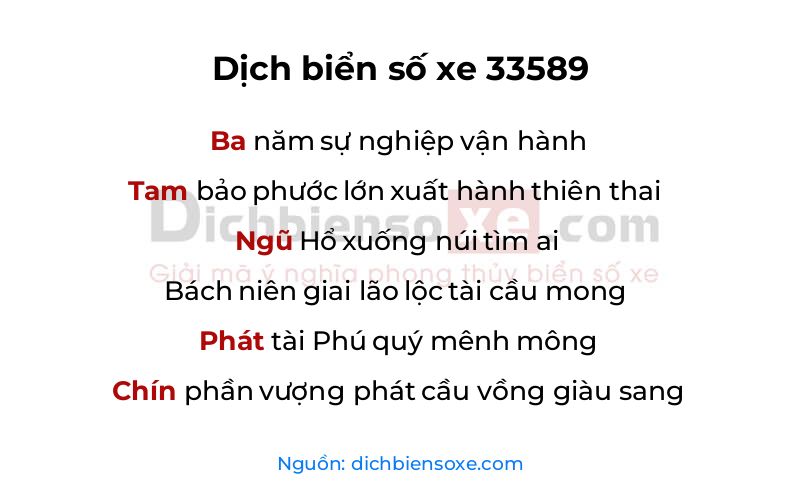 Dịch thơ biển số 33589