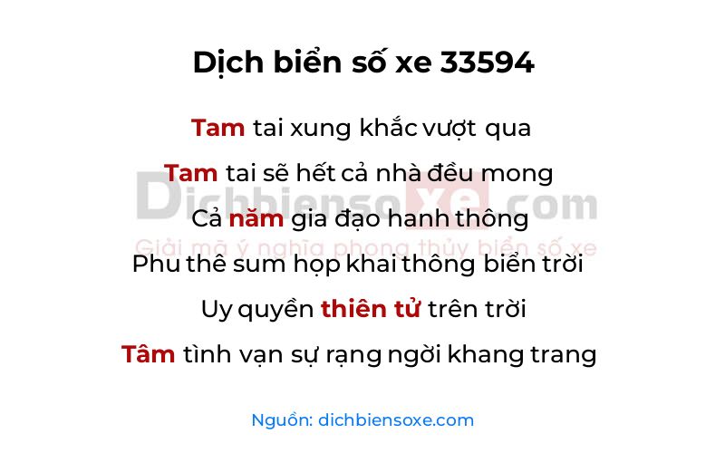 Dịch thơ biển số 33594