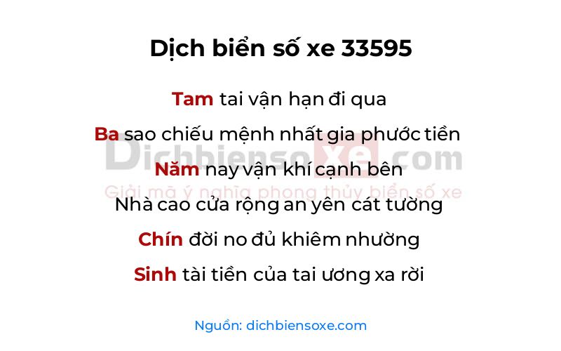 Dịch thơ biển số 33595