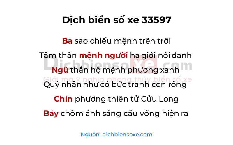 Dịch thơ biển số 33597