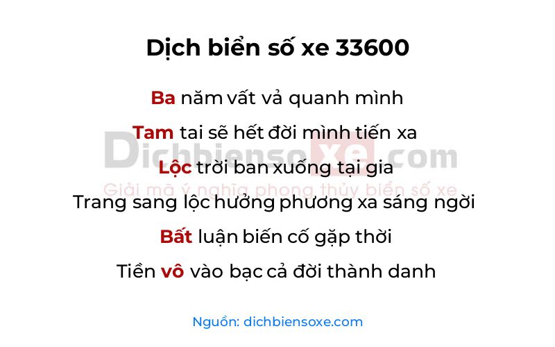 Dịch thơ biển số 33600