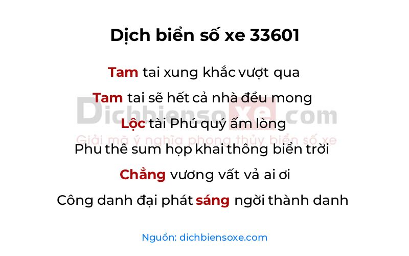 Dịch thơ biển số 33601