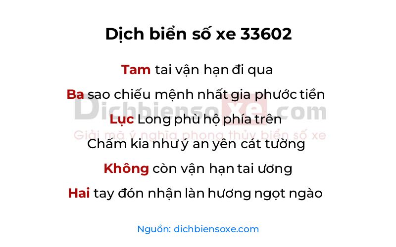 Dịch thơ biển số 33602