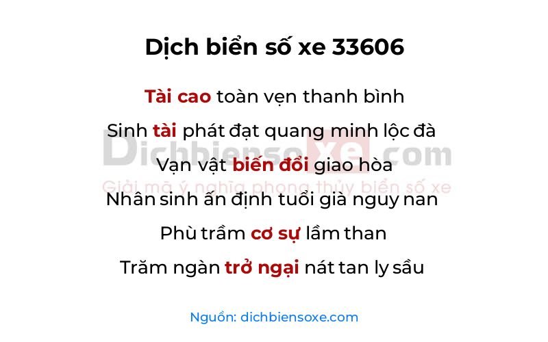 Dịch thơ biển số 33606