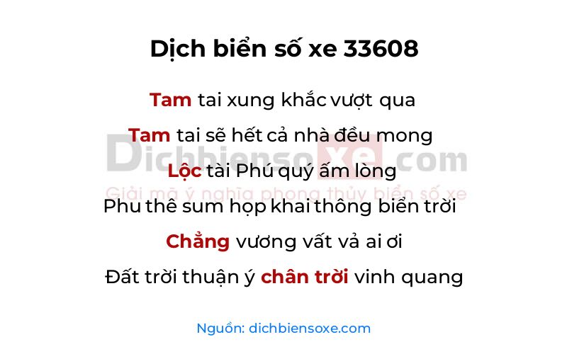 Dịch thơ biển số 33608