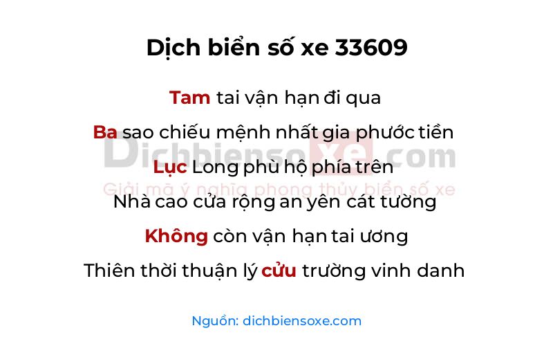 Dịch thơ biển số 33609