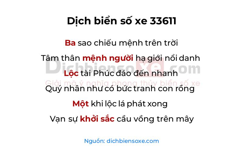 Dịch thơ biển số 33611