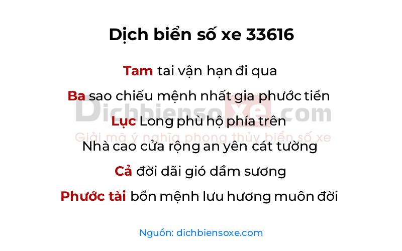 Dịch thơ biển số 33616