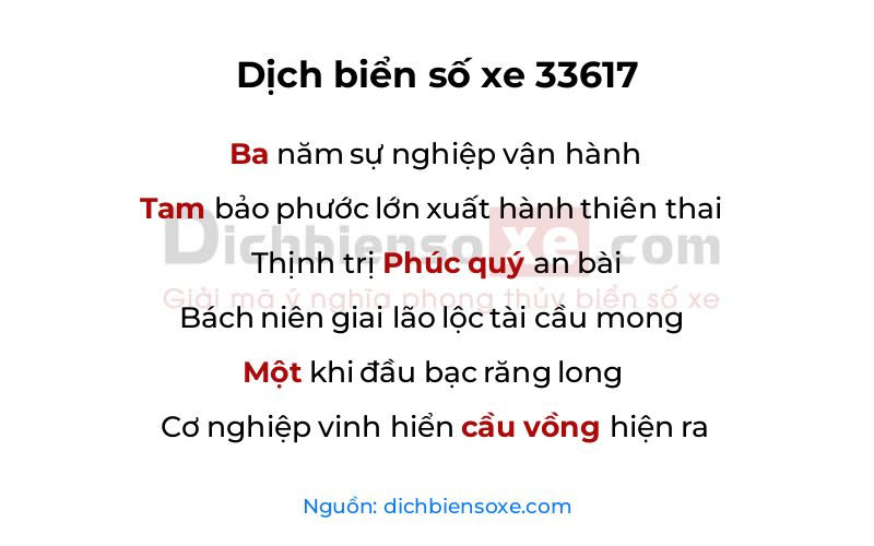 Dịch thơ biển số 33617