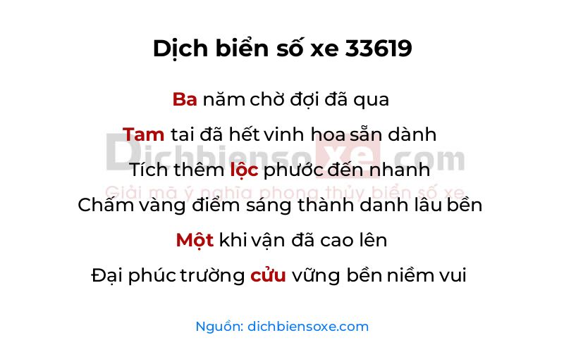 Dịch thơ biển số 33619