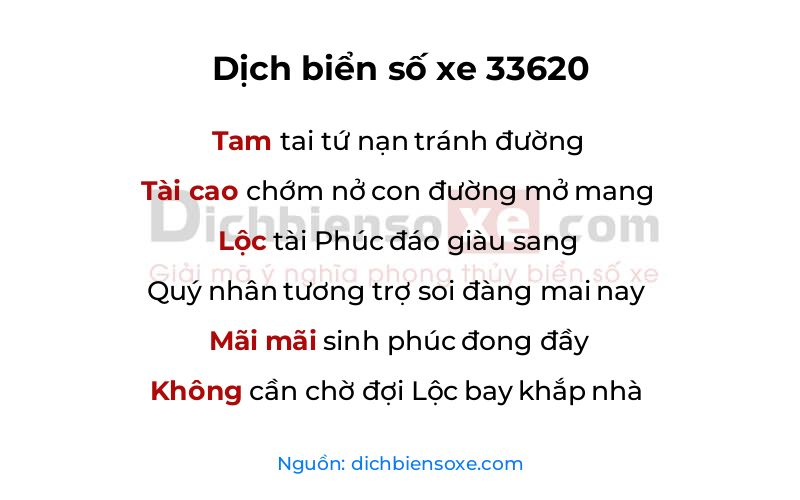 Dịch thơ biển số 33620