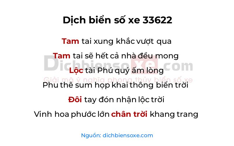 Dịch thơ biển số 33622