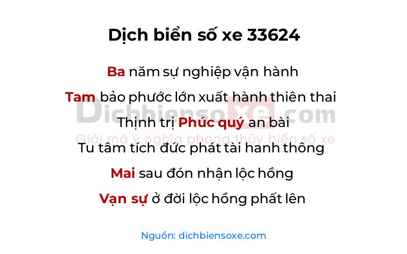Dịch thơ biển số 33624