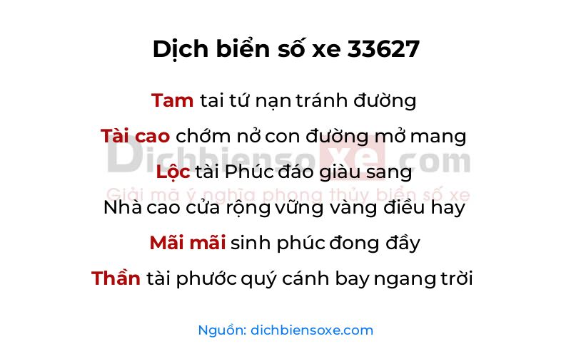 Dịch thơ biển số 33627