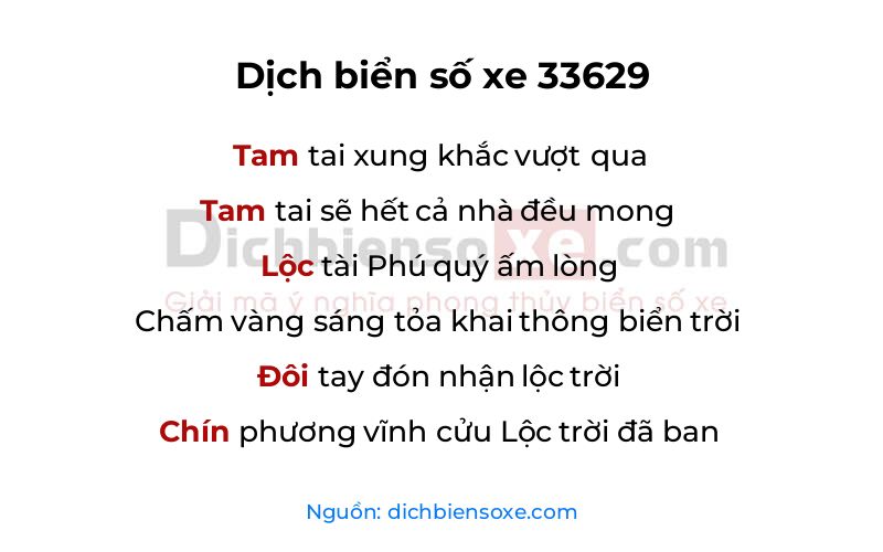 Dịch thơ biển số 33629